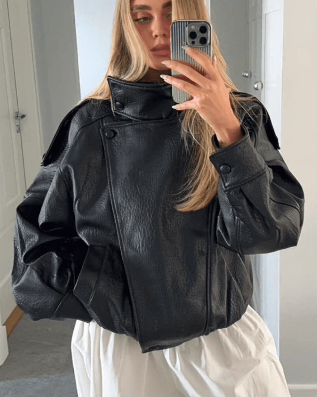 Cecil Asymmetrical Leather Jacket