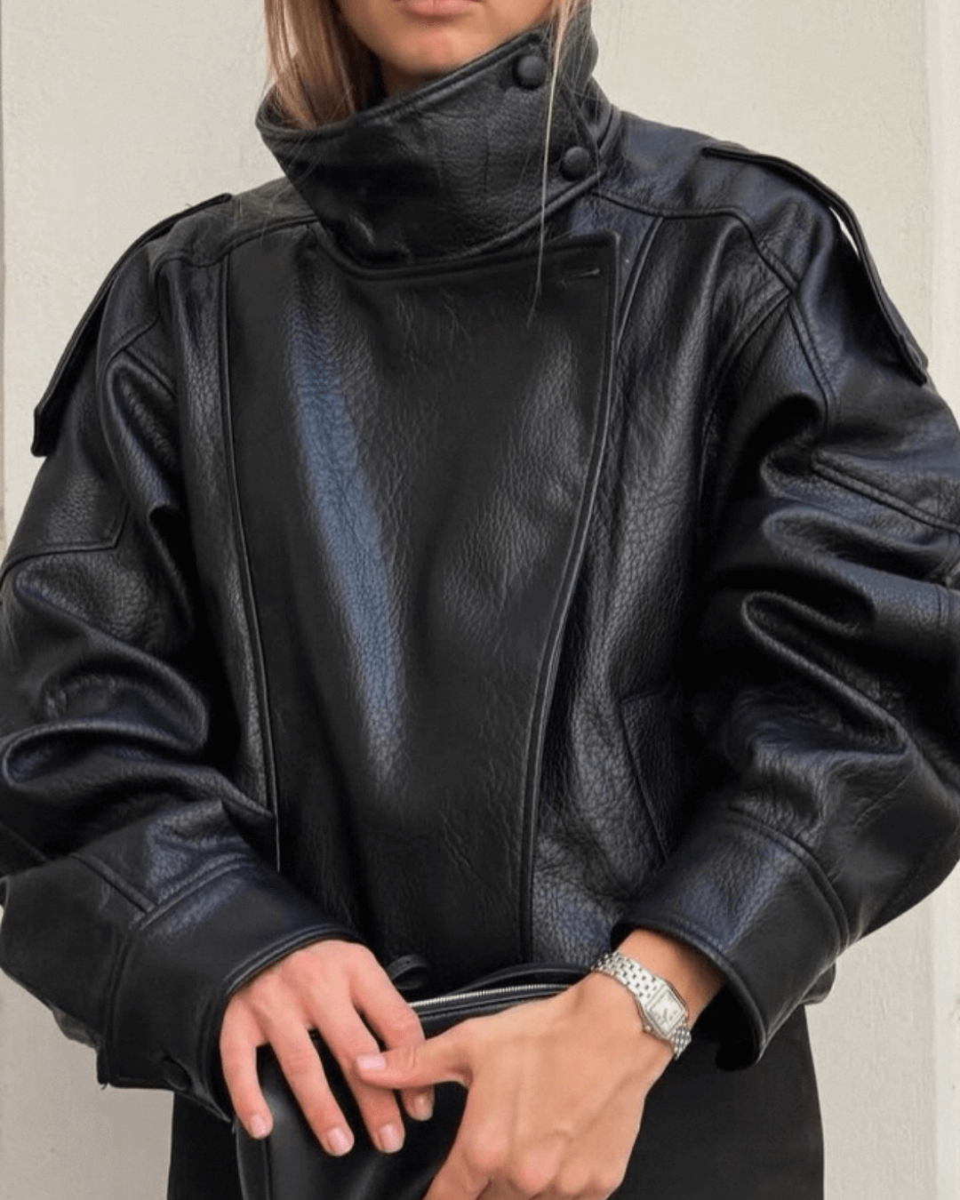 Cecil Asymmetrical Leather Jacket